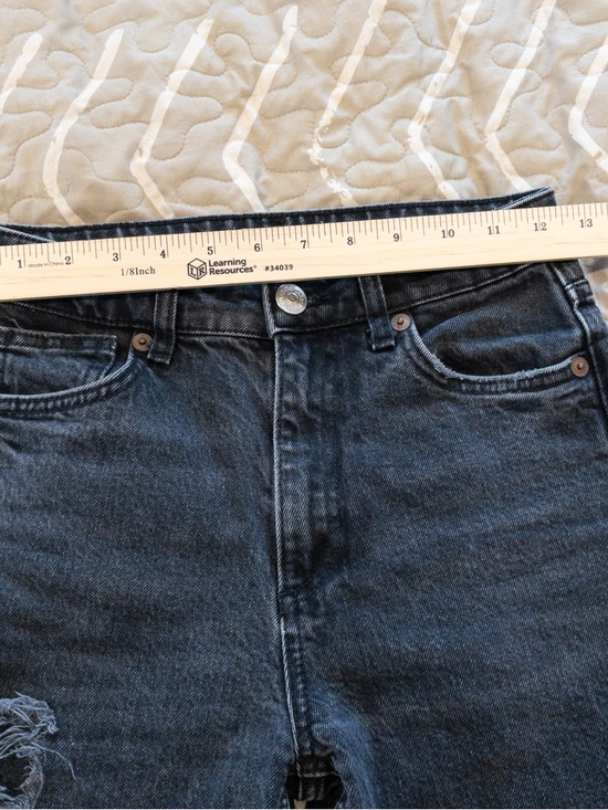 Zara Washed Black Gray High Rise Distressed Denim Stretch Jeans 4 - Picture 6 of 8